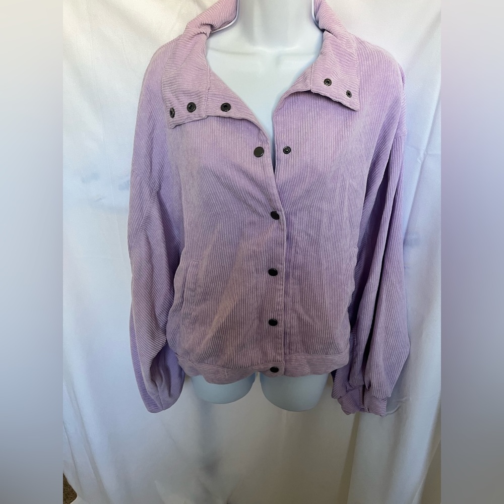 Purple Corduroy Button Up Jacket